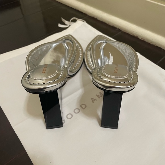 Good American Clear Wedge Sandals Size 7 Silver - Picture 5 of 9